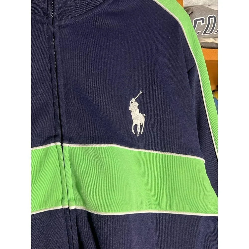 Vintage Polo Ralph Lauren Full Zip Big Pony Striped Track Jacket
